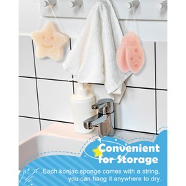MoHern Esponja de Konjac para Bebés, 3 Unidades con Formas Naturales Y Adorables, Ideal para La Hora Del Baño de Bebés Y Niños Pequeños. Elaborada con Ingredientes Vegetales Y Extrasuave.