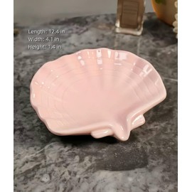 Ceramic Shell soap Box, self draining European Design Sink, Bathroom, Shower soap Tray,Anti-Slip soap Holder, Multi-Functional Jewelry Stand,Small and Cute, Pink