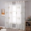 MIULEE 2 Panels Sheer Curtains Brown and White Embroidered Leaves