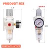 RIH 1/4" NPT Compressed Air Filter Regulator Combo Piggyback, 5