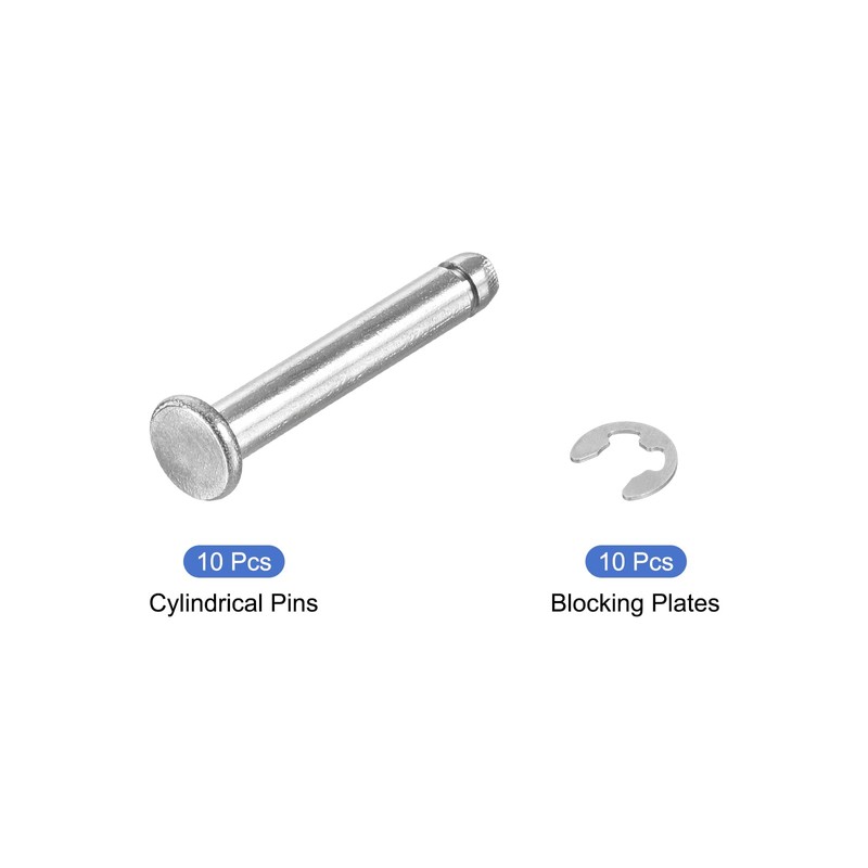 sourcing map 10Set M4x25mm 304 Stainless Steel Cylindrical Shaft Snap
