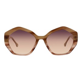 Trina Turk Hamoa Women's Geometic acetate sunglasses Round, Cranberry, 56 mm