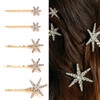 5 horquillas de pelo con estrellas para mujer, plata dorada