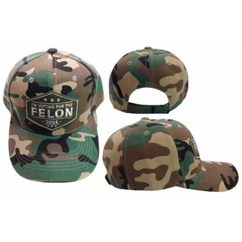 Trade Winds I'm Voting for The Felon 2024 Woodland Camouflage Camo Trump Embroidered Baseball Cap Hat, Navy Blue