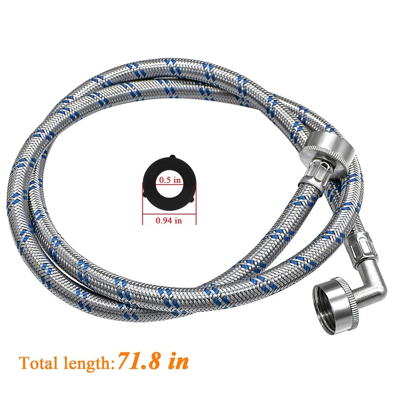 Beaquicy Washer Stainless Steel Hoses with 90 Degree Elbows -