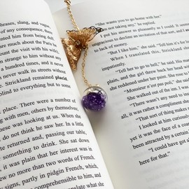 Nicekeep Metal Bookmark, Metal Bookmarks for Book Lovers Women, Teacher Bookmarks Appreciation Gifts (Golden Purple)