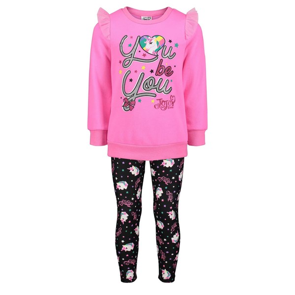 JoJo Siwa Big Girls Fleece Sweatshirt and Leggings Outfit Set Pink 8