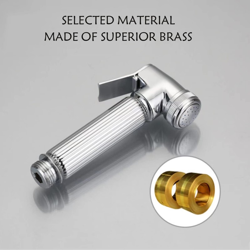 HOYOJU Solid Brass Handheld Bidet Sprayer Toilet-Adjustable Water Pressure Control
