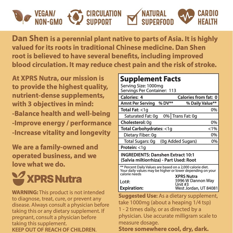 XPRS Nutra Dan Shen Root Extract Powder 10:1- Premium Dan