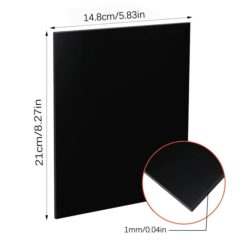 DMJOULI Black Acrylic Sheet A5 Square Perspex Sheet,1mm Thick Acrylic
