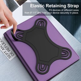 TiMOVO 9-10.1 Inch Android Tablet Case, Protective Cover Stand Folio for 9-11 Inch Touchscreen Tablets with Pen Holder and Card Pocket, Multi-Angle Viewing, Purple