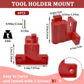 HONSNKS 2 Packs Tool Holder Mount for Milwaukee M12 12V Drill Tool Hanger, Plastic Electric Tool Battery Dock Holder, Power Tool Organizer Wall Mount(Red)