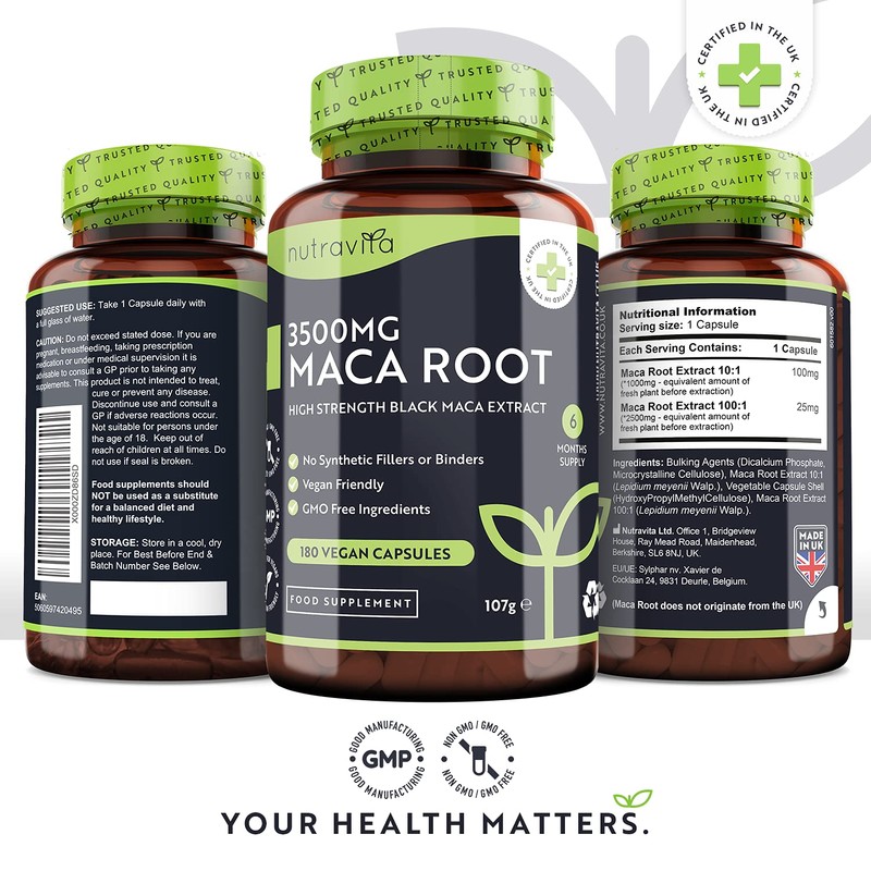Maca Root Capsules 3500mg – 180 Vegan Capsules – High