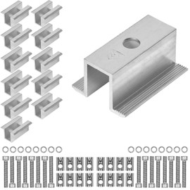 12 Pack Solar Panel Center Clamp for 25-40mm Module Heights with 20mm Module Spacing, Aluminium Mounting Accessories, PV Module Bracket, Solar Panel Holder Clamp, Photovoltaic Module Clamp