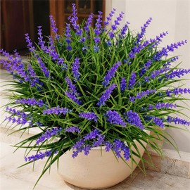 15 Bundles Artificial Plants & Flowers UV Resistant No-Fade, Purple