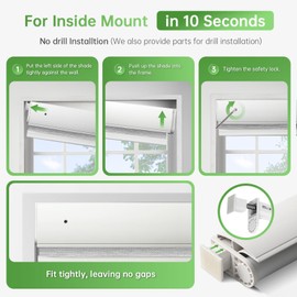 MUSCLEAREA Motorized Blinds,No Drill Automatic Blinds,Cordless Roller Shade,Electric Blinds for Indoor Windows, Grasscloth Fabric，Compatible with Alexa/Google,Grey,48" Wx72 H