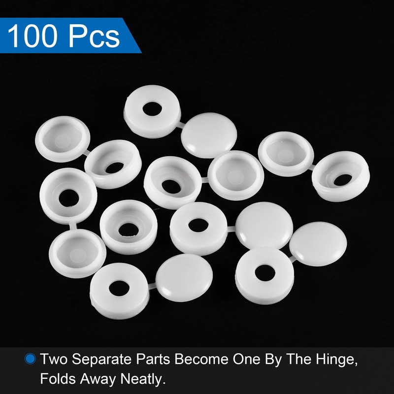 sourcing map Plastic Hinged Screw Cover Caps 5.8mm Hole Fold