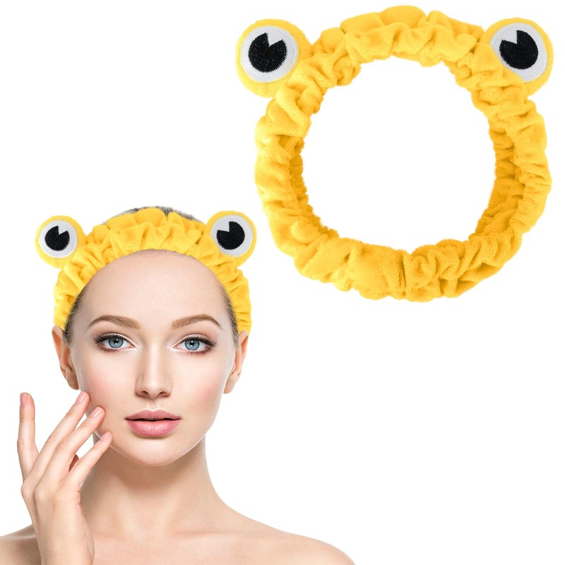 Jowmoy yellow Frog Eye Elastic Headband - Versatile for Spa,