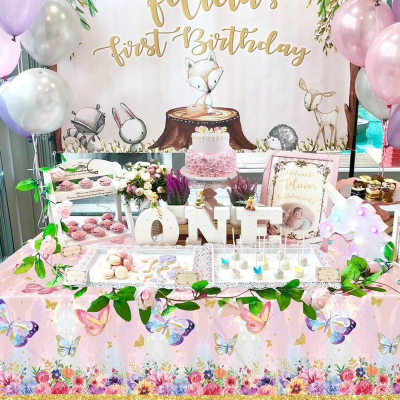 XJLANTTE 4 PCS Butterfly Birthday Tablecloth Decor Butterfly Plastic Table