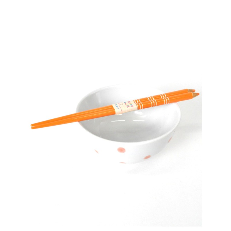aoba Chopsticks Dishwasher Safe, Natural Wood Color Pencil Border Orange