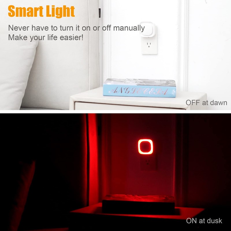 YUNLEX 6 Pack Plug in Dimmable Red Night Light, Auto