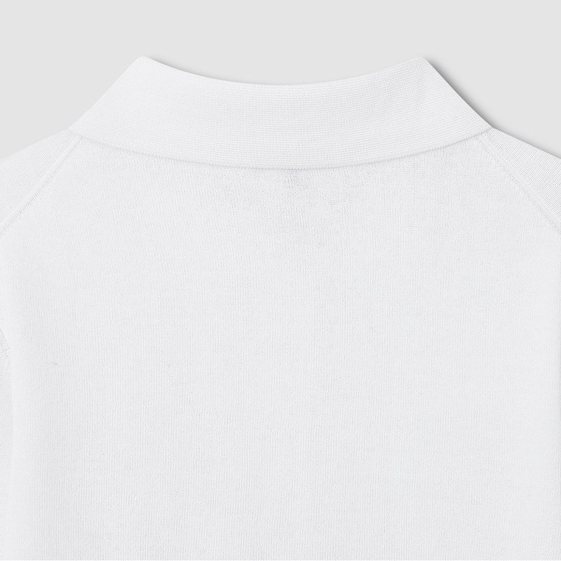 JAJU [JAJU] Women's Collar Short-Sleeve Knit_White