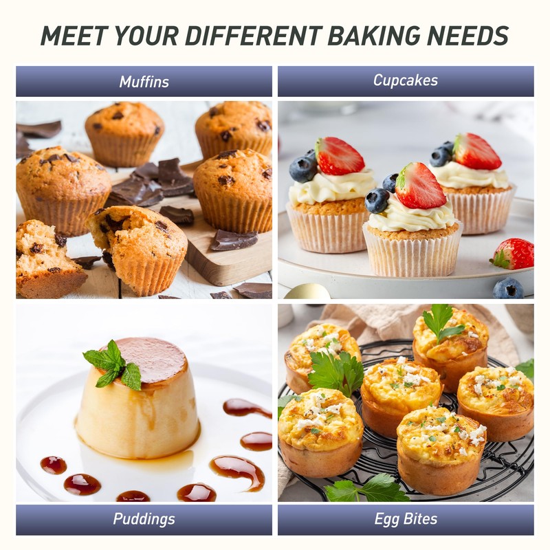 2 Packs 12 Cups Silicone Muffin Pan with Metal Reinforced