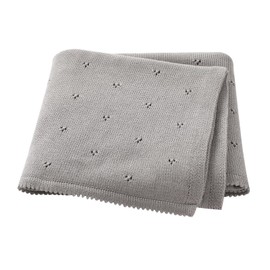 Hadetoto Baby Blanket 100% Cotton Cellular Blanket Baby Soft Cosy Knitted Blanket Grey 100x80cm