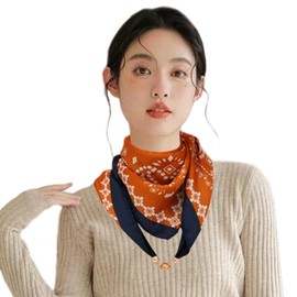 [ZIMUYLOP] Scarves Women's Square Scarves 70 x 70 cm Striped Pattern Lightweight Silk Scarf Hair Bandage Handkerchief Neckerchief Uniform Commuter, orange