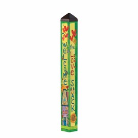 Studio M Art Pole, PVC Weather Resistant Pole with Vinyl Bowl 40 inches Tall Outdoor Decoration for Gardens, Patios, Yards, Landscaping and Birding Accessories, Welcome The Love