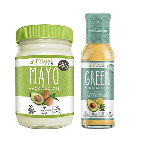 Primal Kitchen - Avocado Mayo and Greek Vinaigrette Combo Pack, Non-GMO Verified, Paleo and Whole30 Approved (8 oz and 12 oz)
