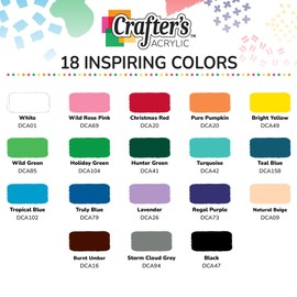 DecoArt Crafter’s Acrylic Paint Set, 18 (2 fl oz/59 ml) Assorted Matte Finish Colors, DIY Arts And Crafts Acrylic Paint, 36 Fl Oz(Pack of 1)