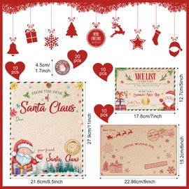Chinco 10 Sets Christmas Official Letter from Santa Nice List Certificate for Kids Christmas Gift North Pole Letter for Mailbox Xmas Party Decorations Xmas Santa Greetings Cards(Classic Style)