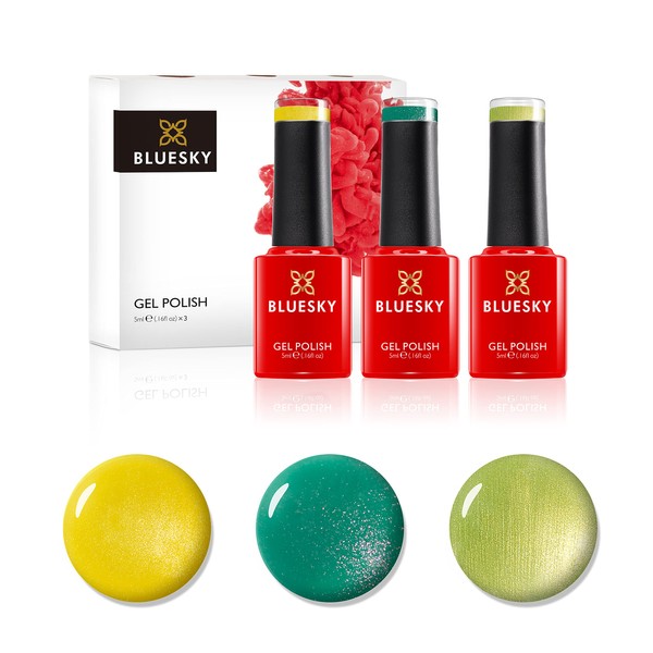 "Bluesky Gel Nail Polishes, Brights, Bicycle Yellow 80576, Limeade 80550,