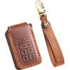 Hontumax Handmade Genuine Leather 6-Button Key Fob Cover for Honda Odyssey Minivan 2015-2023 Smart Key Case Accessories (Brown)