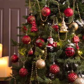 Valery Madelyn Christmas Tree Decorations Christmas Baubles Red Gold 40pcs 6cm Shatterproof Baubles for Christmas Tree Balls Ornaments for Traditional Xmas Decoration