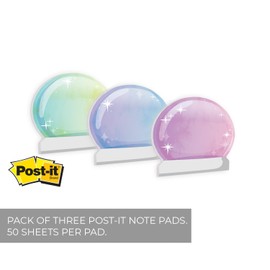 Multicolor Crystal Ball Sticky Note Assortment / 4" Repositionable Mystical Orb Themed Sticky Note Pads/Set of 3 Magical Designs/Made in The USA