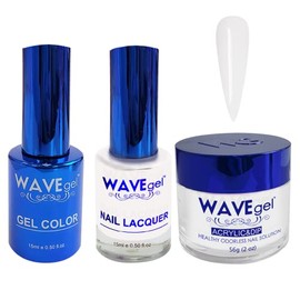 WAVEGEL Soak-Off Gel, Nail Lacquer & Acrylic/Dip Powder Matching Set - Royal Collection - #001 White On White!