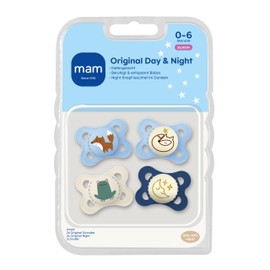 MAM Original Day & Night Soothers, 0-6 Months, Fox/Moon, Pack of 4