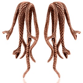 DOEARKO 2 unidades de pesas colgantes de serpiente para orejas estiradas, tapones para los oídos, túneles de perforación corporal, acero inoxidable, hipoalergénicos, joyería corporal, For Lobe in 2G (6mm) or Larger, Acero inoxidable, Acero inoxidable