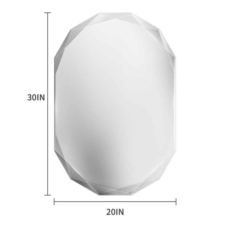 Suidia Bathroom Mirror, 20" x 30" Oval Wall Mirror, Frameless