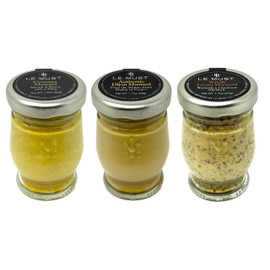 Le Must Organic Mustard Assortment Whole Grain Mustard, Yellow Mustard, Dijon Mustard Mini Jars For Charcuterie, Cheeseboards Pack of 3