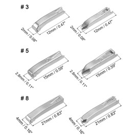uxcell Double Open Zipper Repair Latch Kits, #3#5#8 Insert Pins for Jacket Coat Two-Way Separating Zippers (White Gold, 12 Pairs)