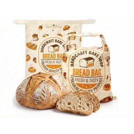 FWOAFTER 2 Pack Beeswax Bread Bags for Homemade Sourdough (13"x17") - Double Layer Cotton Lined Reusable Keeper - Breathable Buckle Closure for Artisan Loaves, Baguettes & Pastries