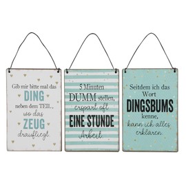 levandeo Set of 3 Metal Signs Height 15 cm Funny Sayings Colourful Wall Picture Wall Decoration Signs Gift