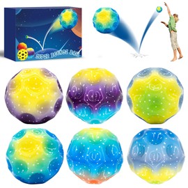 AIHAOYU Pack of 6 Jump Ball - Mini Coloured Jump Ball High Bounce Hole Ball Toy, High Jumping Rubber Ball, Super High Bouncing Space Ball, Planet Bouncing Balls for Outdoor and Indoor Use