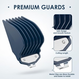 Clipper Guards Set with Metal Clip, Hair Clipper Guards Fit for Wahl Senior Clippers, 3 Cutting Lengths 2 inch/1.5 inch/1.25 inch, Fits Most Wahl Clippers (Blue, 10 12 16)