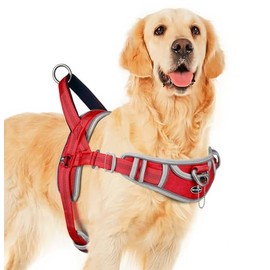 ADVENTUREMORE Dog Harness for Large Dogs No Pull, Sport Dog Halter Harness Reflective Breathable Dog Vest Escape Proof Dog Harness with Easy Control Front Clip Handle for Training Walking XXL Red