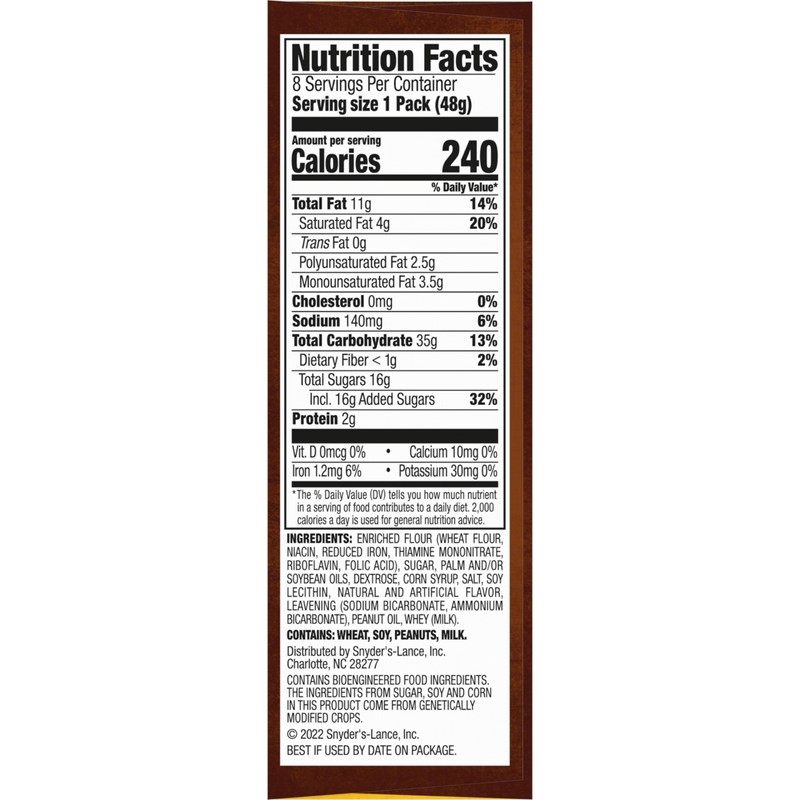 Lance Sandwich Cookies, Nekot Lemon Creme, 8 Individually Wrapped Packs,