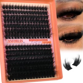 Thick Lash Clusters With Spikes 180D+280D Volume Eyelash Clusters 12-22MM Long Manga Lash Extension Spiky Cluster Eyelash Extensions 224Pcs Manga Individual Lashes DIY at Home by Anforlin